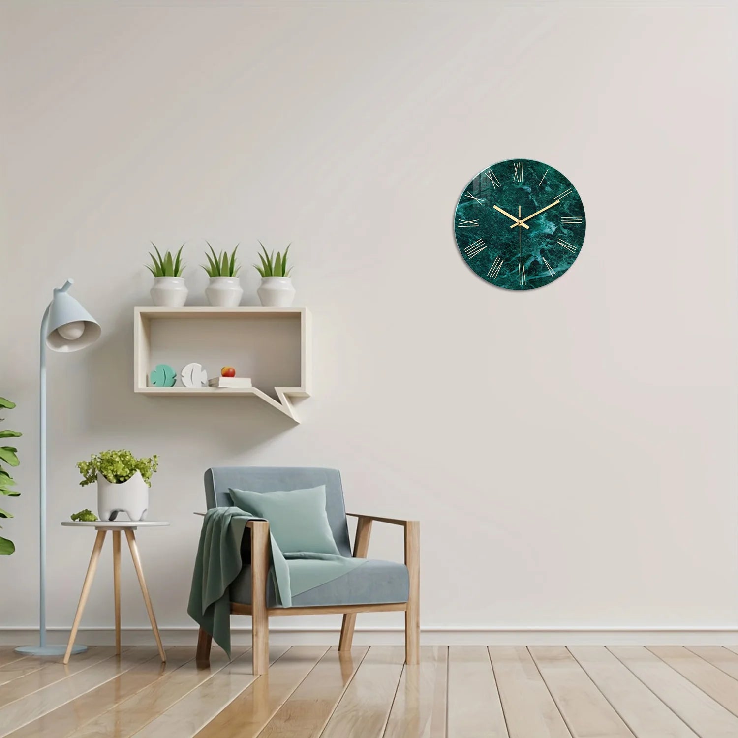 Dunkelgrüne Marmor Glas Wanduhr – Leise Quarz Deko Uhr Kaufschwan®