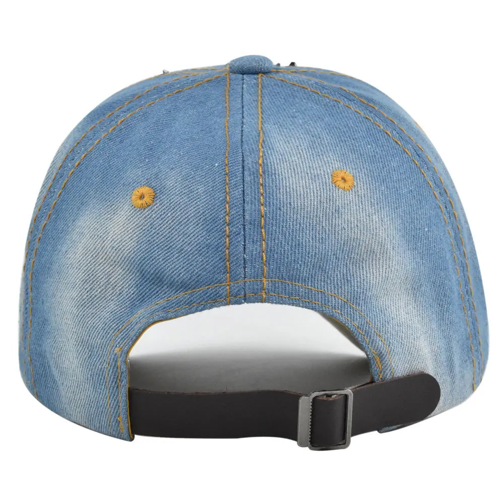 Denim Baseballkappe Damen | Vintage-Cap mit Rivet Star | Snapback Baseballcap für Damen & Herren | Sommer Outdoor Freizeit Kaufschwan®