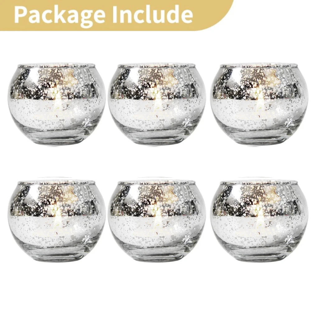 6 / 12 Stück Mercury Glas Teelichthalter – Bunte Kreative Kerzenhalter für Wohndeko, Hochzeit & Party Tischdekoration