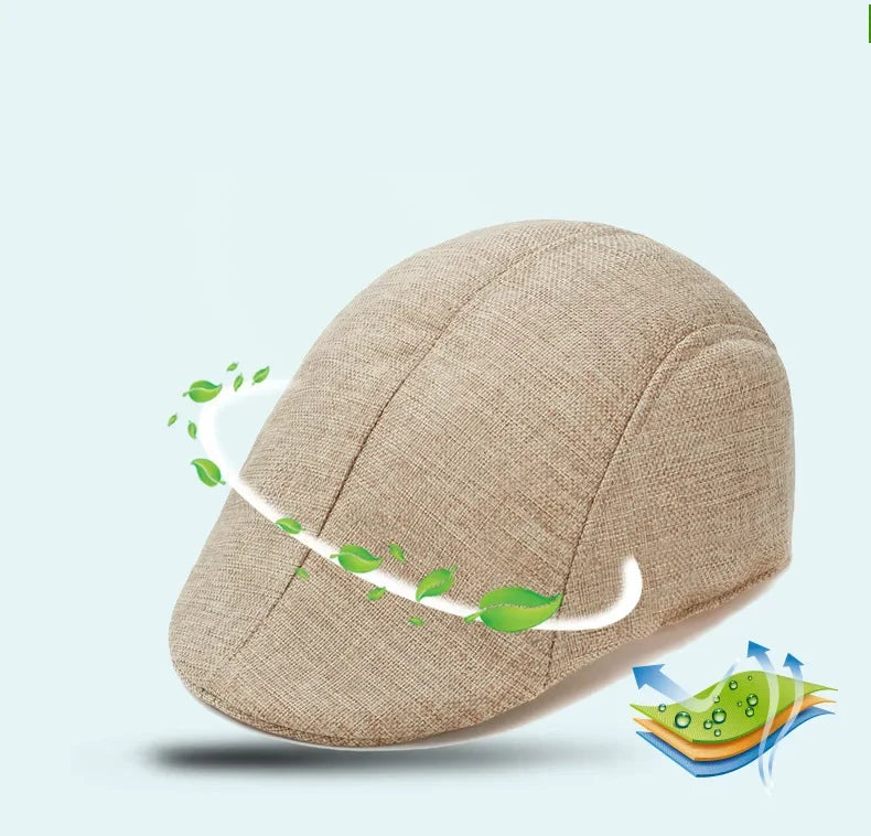 Herren Baumwoll-Leinen Barett Baseballcap | Frühling & Herbst Britische Retro Cap | Atmungsaktive Maler Kappe Mode Accessoire Kaufschwan®