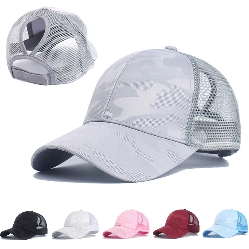 Sommer Camouflage Damen Zopf Cap | Damen Snapback Baseballkappe | Messy Hair Bun & Ponytail Freundlich Kaufschwan®