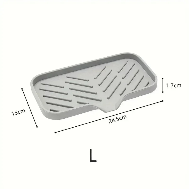 Hochwertige Silikon Spülbecken Ablage mit Abfluss – Seifen- & Schwammhalter | Küchen Organizer für Bürsten & Spülutensilien Kaufschwan® Grau L