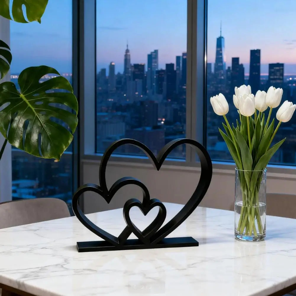 Herz Skulptur Valentinstag Geschenk – Schwarz Weiß Moderne Minimalistische Liebesdekoration für Regal und Tisch Kaufschwan®