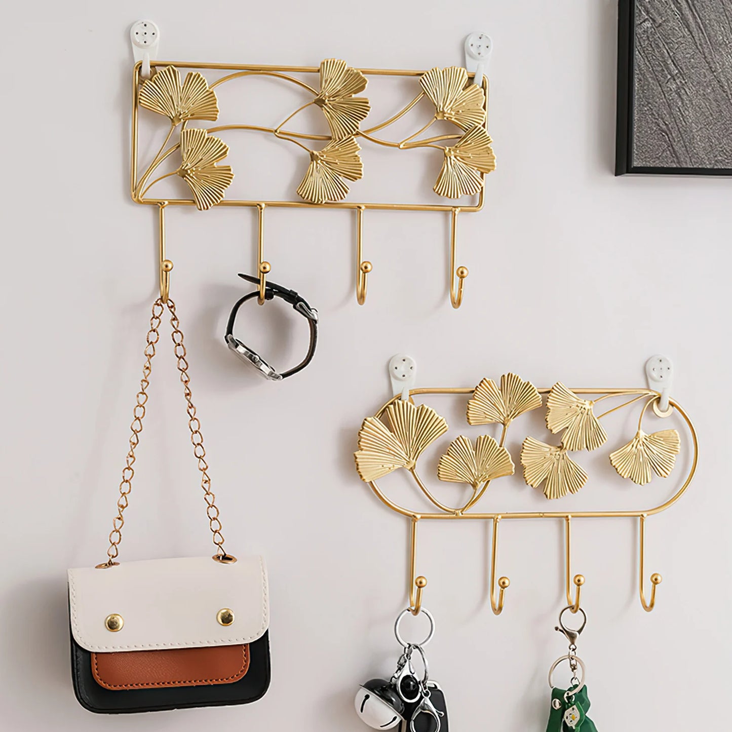 Wandhaken mit Ginkgo-Blatt Design – 3D Schmiedeeisen Wanddeko | Dekorativer Metallhaken für Schlüssel, Jacken, Handtücher & Flurdekoration Kaufschwan®