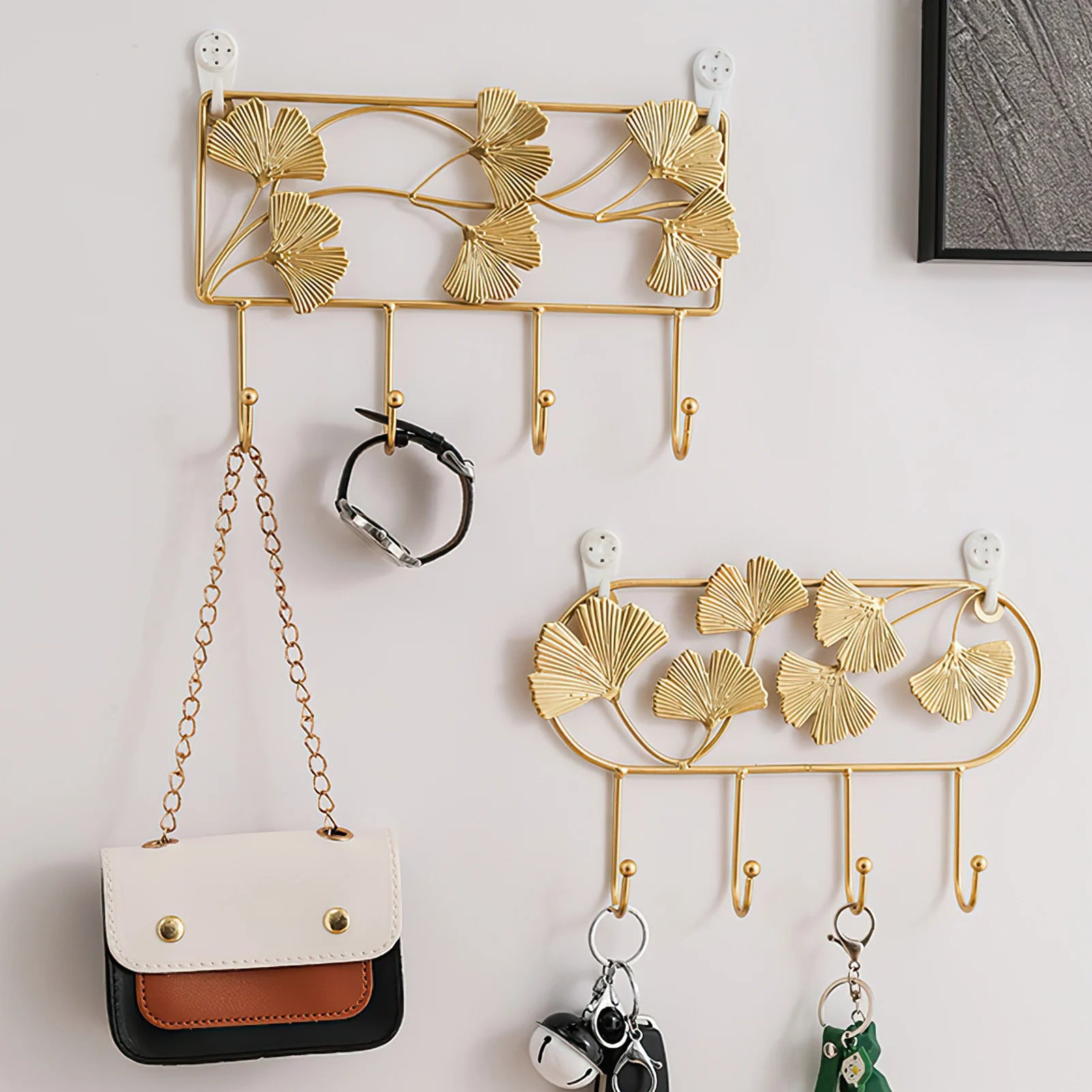 Wandhaken mit Ginkgo-Blatt Design – 3D Schmiedeeisen Wanddeko | Dekorativer Metallhaken für Schlüssel, Jacken, Handtücher & Flurdekoration Kaufschwan®