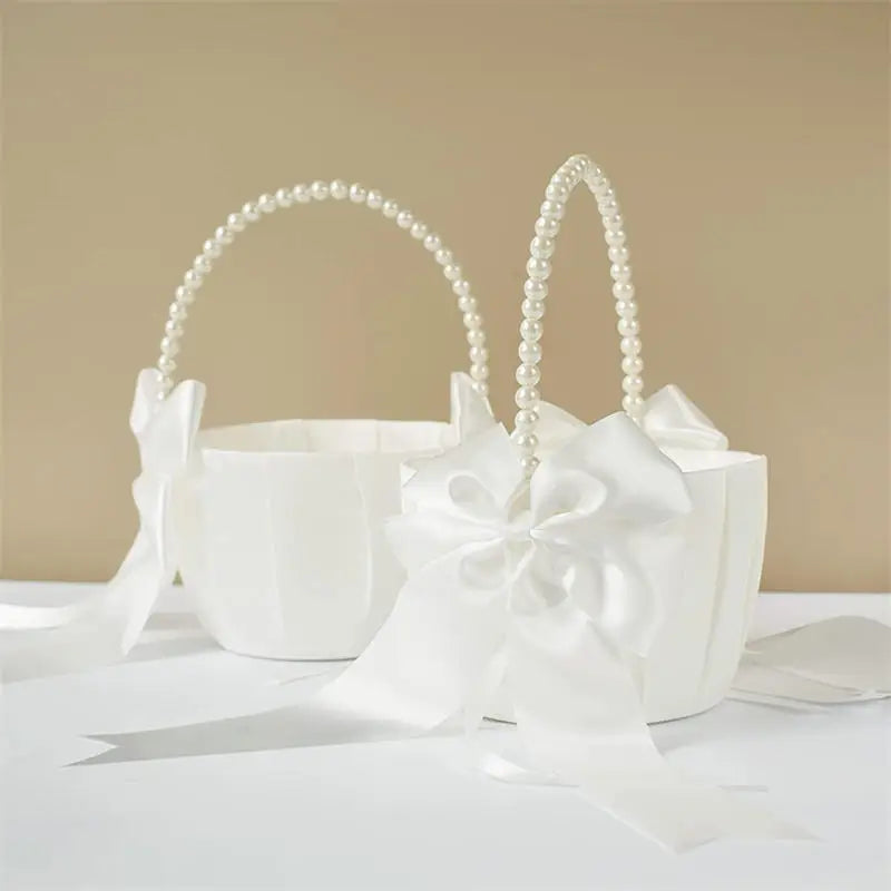Blumenmädchen Korb mit Perlengriff – Faltbarer Hochzeitskorb für Blüten Kaufschwan®