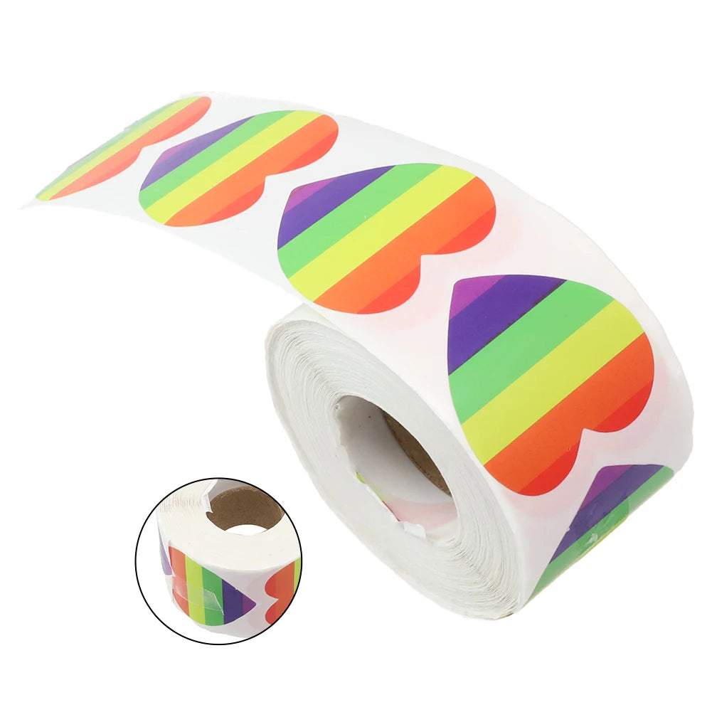 500 Stück Pride Aufkleber – Regenbogen Herz & Quadrat Etiketten | 3,8cm/2,5cm Klebeaufkleber für Tasse, Tasche, Vase & DIY-Dekoration Kaufschwan®