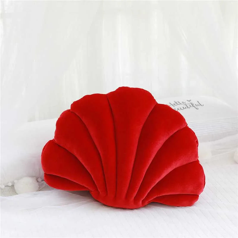 Velours Kissen mit Füllung für Wohnkultur | Sofa Kissen mit Muschel Design | Geschenk | 32x25cm Kaufschwan®