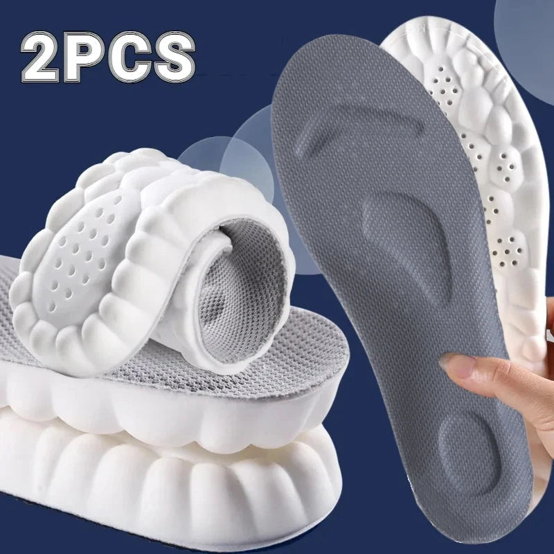 4D Massage Einlegesohlen | Superweiche Sportschuhe Sohlen mit Fußgewölbeunterstützung – Orthopädische Einlagen für Damen & Herren Kaufschwan® 2 Stück - Grau Weiß EU 43-44