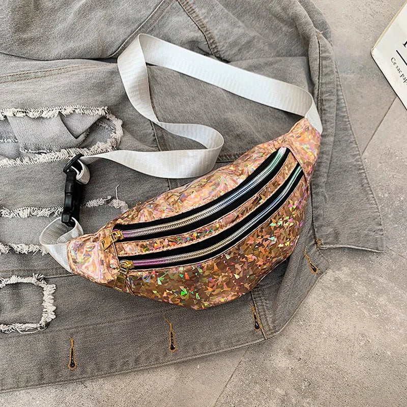 Holografische Gürteltasche – Laser PU Leder Hüfttasche | Reise Bum Bag, Crossbody Schultertasche für Damen & Mädchen