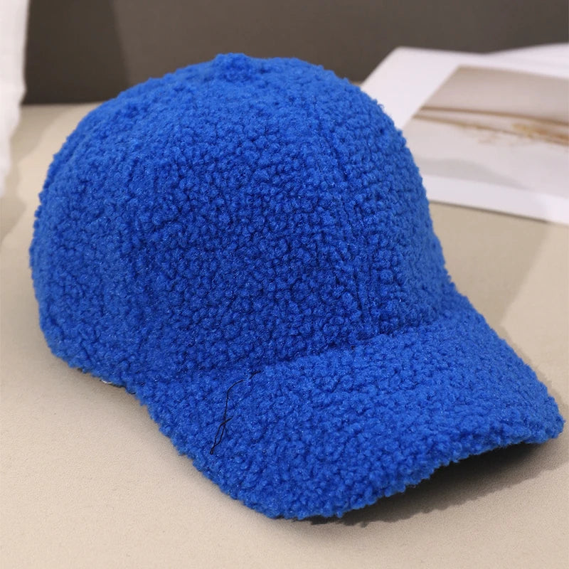 Herbst Winter Baseballkappe | Damen Kappe aus Kunstlammwolle | Warme Plüsch Baseballkappe Kaufschwan®