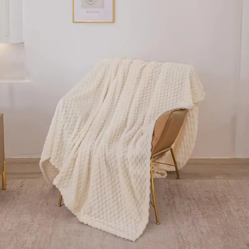 Kariert Weiche Warme Flauschige Samtdecke – Gemütlicher Sofaüberwurf & Bettdecke für Erwachsene, Kinder & Haustiere Kaufschwan® Weiß 70x100cm(28x39inch)