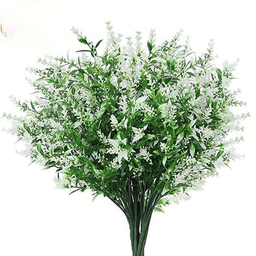 Künstliches Lavendelgras aus Kunststoff – Kunstblume für Hochzeit, Zuhause, Garten & Vasen Dekoration | DIY & Fotorequisiten Kaufschwan® Weiß