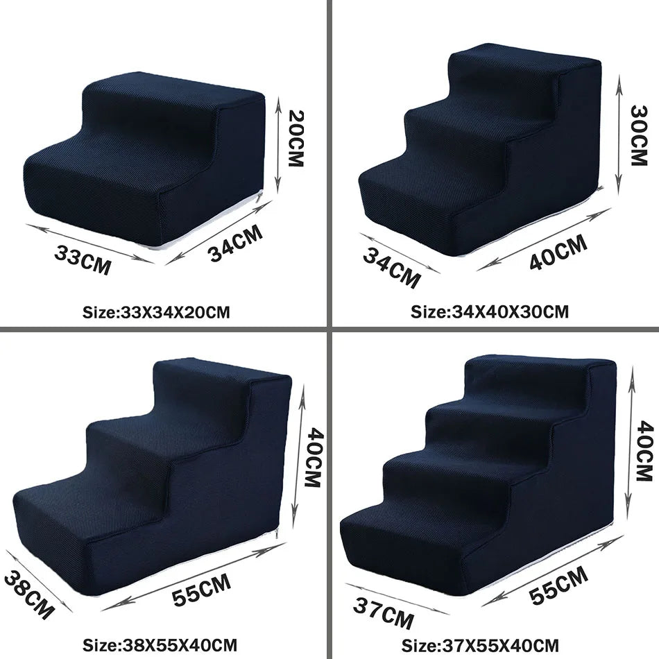 3-Stufen Haustiertreppe – Rutschfeste Abnehmbare Hunde- & Katzenleiter für Bett und Sofa Kaufschwan® Marineblau 2 Stufen (33X34X20CM)