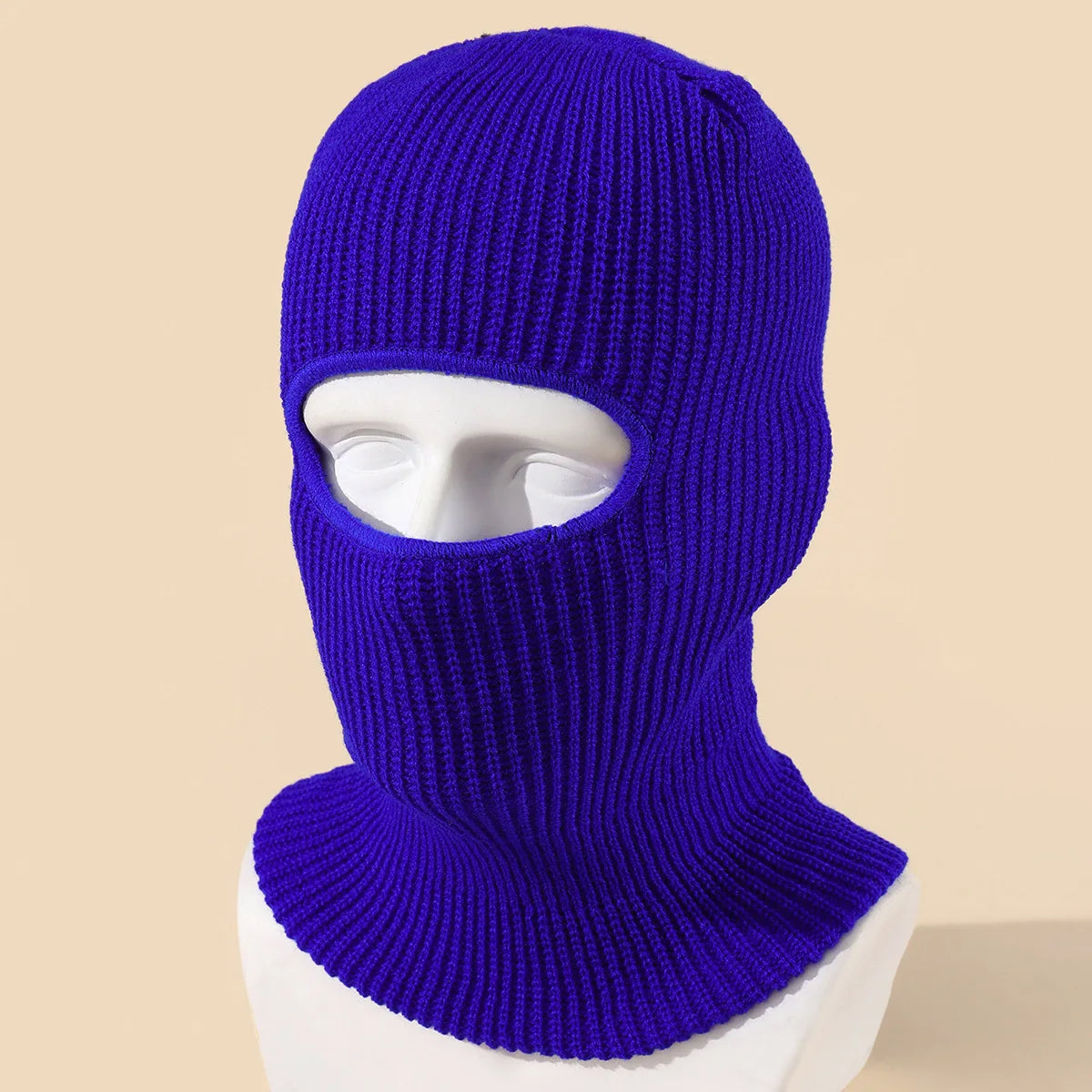 Unisex 1-Loch Skimaske Balaclava – Gestrickte Vollgesichts-Beanie Mütze | Winddichte Wintermütze für Damen & Herren beim Radfahren & Outdoor Kaufschwan® Dunkelblau 54-59cm