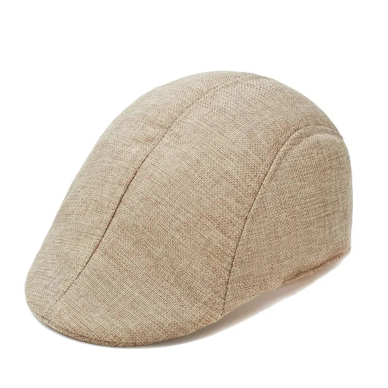 Herren Baumwoll-Leinen Barett Baseballcap | Frühling & Herbst Britische Retro Cap | Atmungsaktive Maler Kappe Mode Accessoire Kaufschwan® Khaki Einheitsgröße