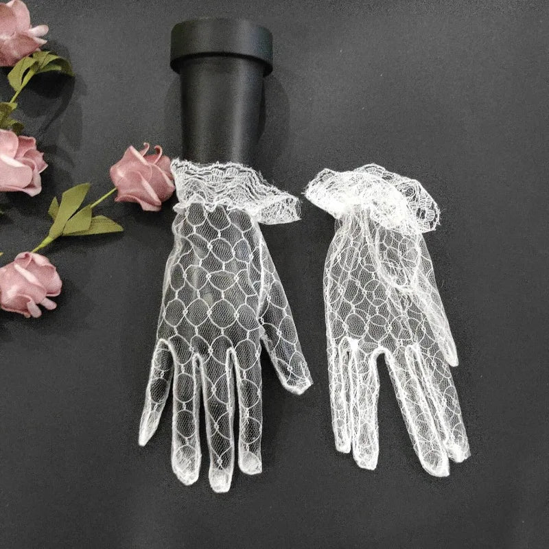 Braut Spitzenhandschuhe – Elegante Kurze Mesh Handschuhe für Hochzeit Kaufschwan®