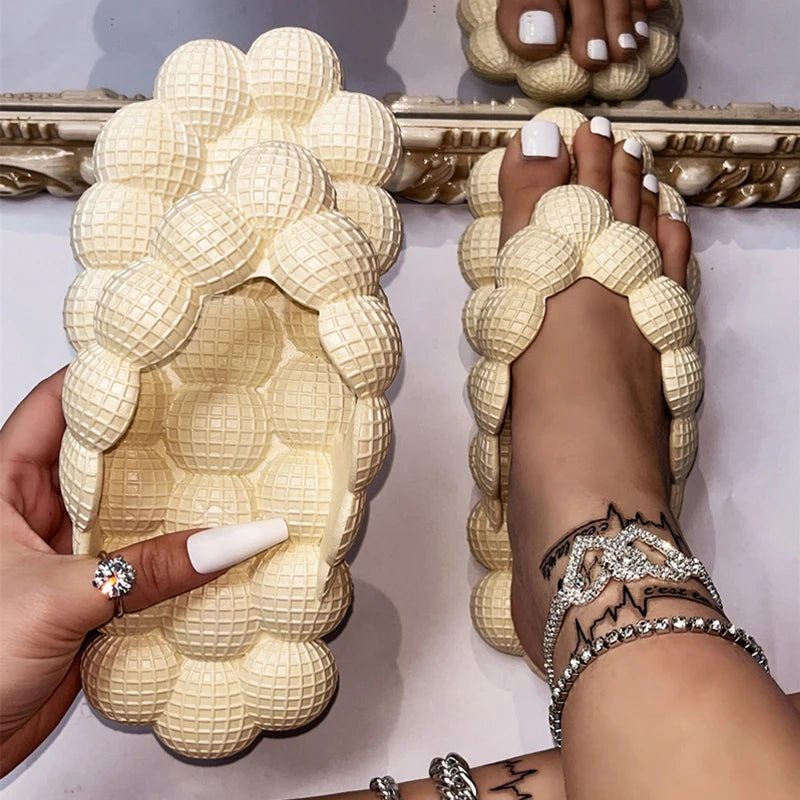 Damen Bubble Flip-Flops | Sommer Fashion Offene Bubble-Slipper | Indoor, Strand & Flache Sandalen Kaufschwan®