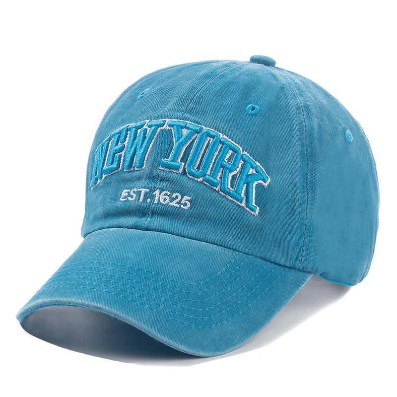 New York Washed Cotton Cap | Herren & Damen Snapback Baseballkappe | Sonnenschutz Baseballcap | Outdoor Baseballcap Kaufschwan® Himmelblau
