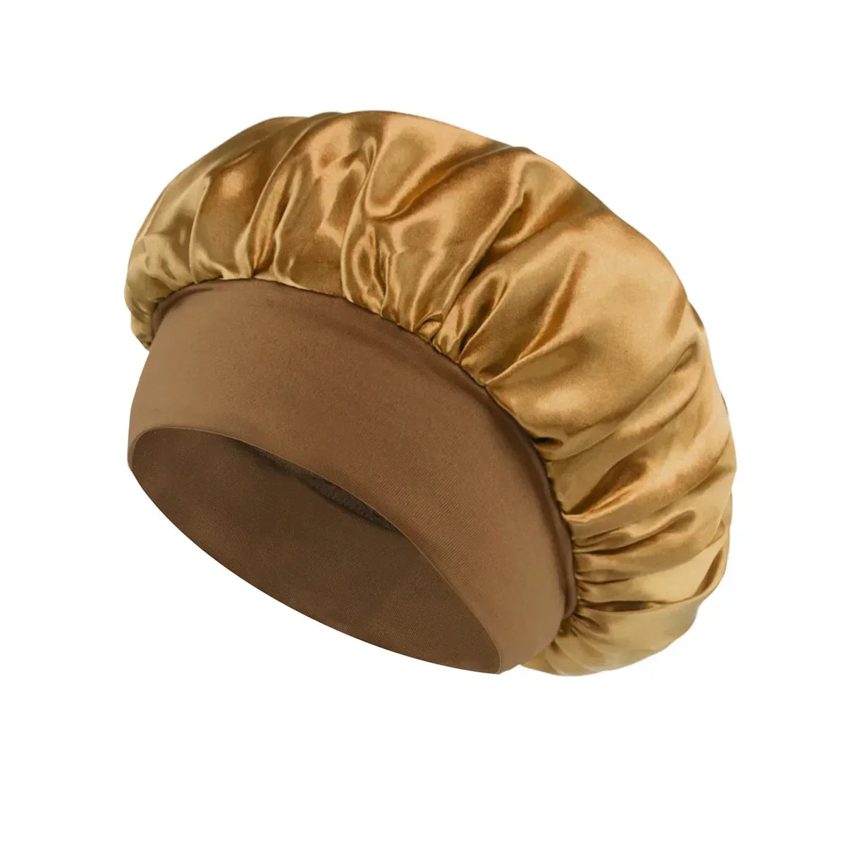 Satin-Schlafhaube für Damen – Große Elastische Haarhaube mit Breitem Weichem Band für Lockiges Haar und Nachtpflege