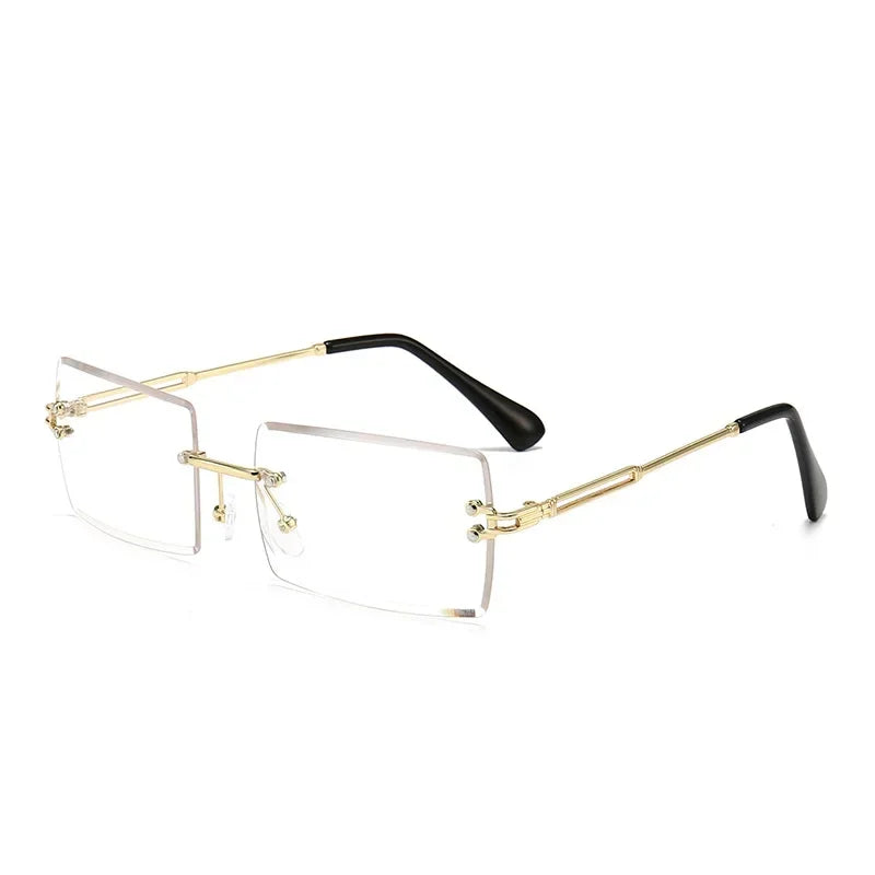 Luxuriöse randlose Vintage-Sonnenbrille – Rechteckige Damen-Sonnenbrille mit Verlaufsgläsern und UV400-Schutz für Reisen und Autofahren Kaufschwan® Transparent