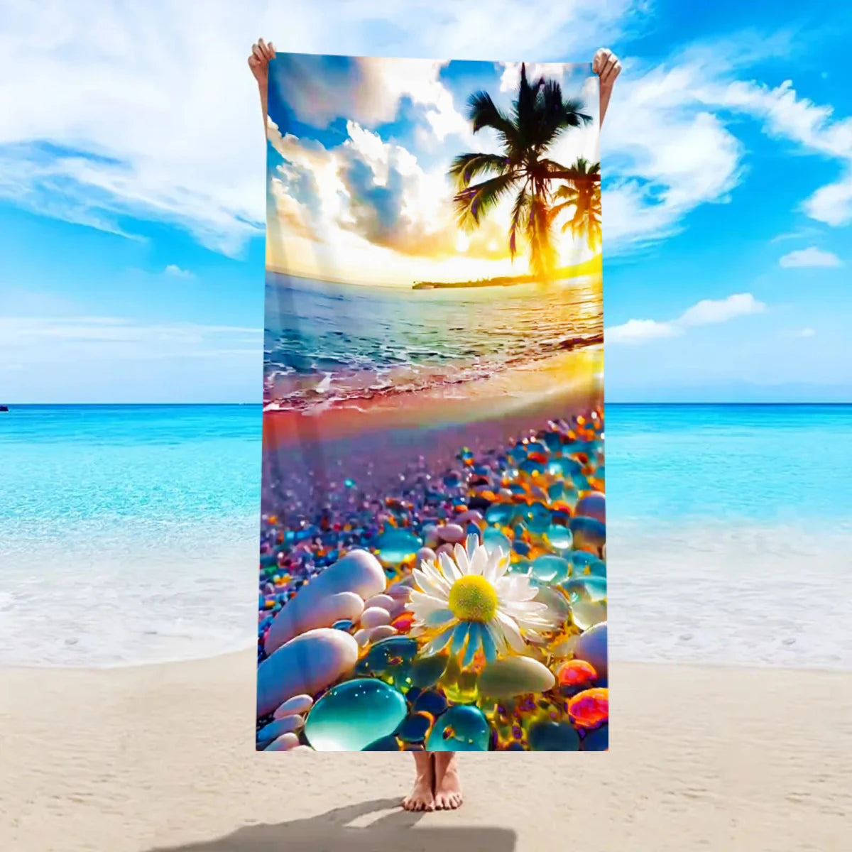 Tropisch Bedrucktes Großes Strandtuch – Schnell Trocknend & Saugfähig | Weiches Leichtes Handtuch für Schwimmen, Urlaub & Camping Kaufschwan® Design 2 150x75cm