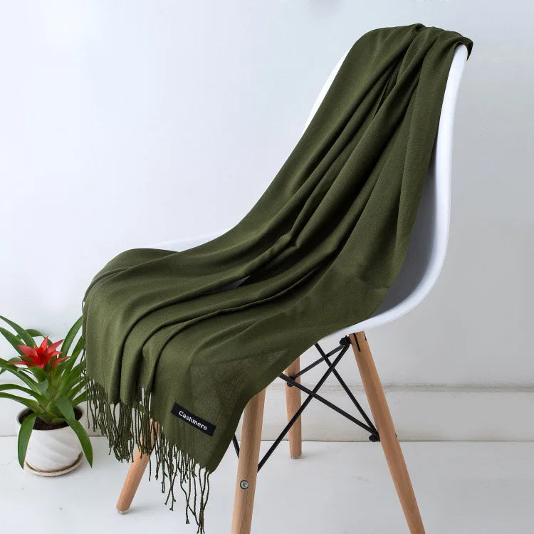 Damen Pashmina Schal | Weich wie Kaschmir | Schal, Reise- & Büro-Accessoire Kaufschwan® Dunkelgrün 70x200CM