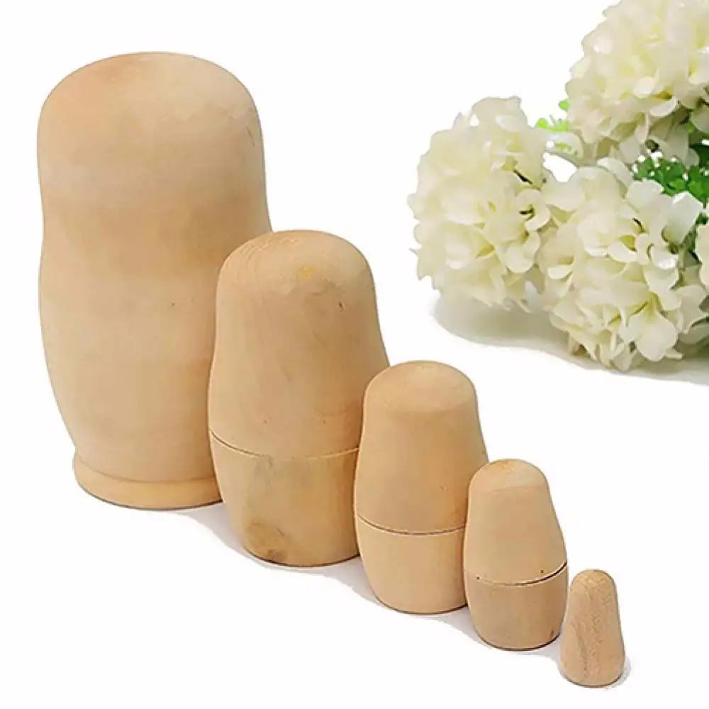 Unbemalte Holz-Matrjoschka – DIY Russische Nestpuppen | Leere Holzrohlinge für Schreibtisch- & Wohn-Dekoration Kaufschwan®