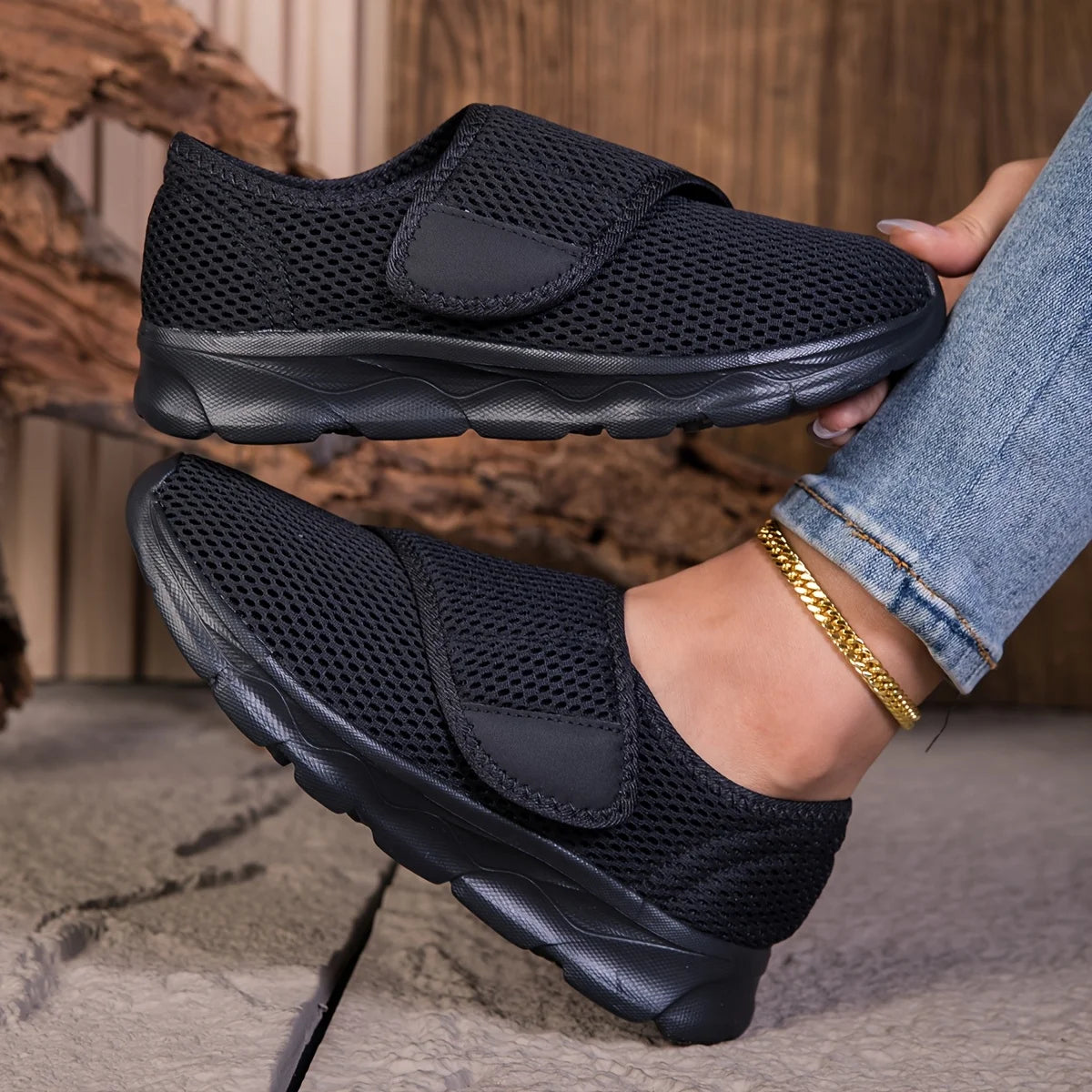 Damen Weitgeschnittene Sneaker – Atmungsaktive Mesh Freizeitschuhe | Bequeme Flache Schuhe für Damen Kaufschwan®