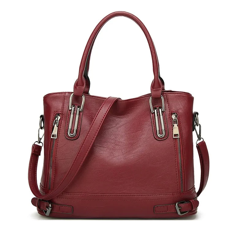 Retro Damen Handtasche – Motorrad Stil Tote Bag aus Weichem PU Leder | Große Casual Schulter- & Crossbody Tasche Kaufschwan®