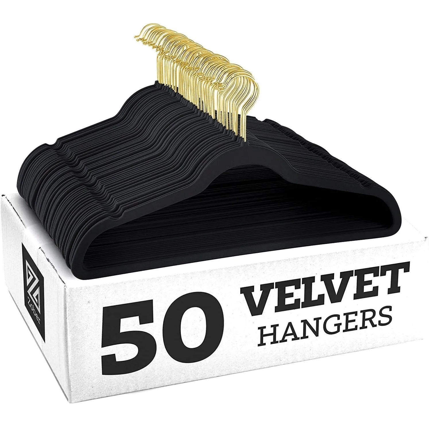 50er Set Kleiderbügel - Anti Rutsch Samt Kleiderbügel – Japanischer Stil für Kleider und Mäntel Kaufschwan® Schwarz/Gold