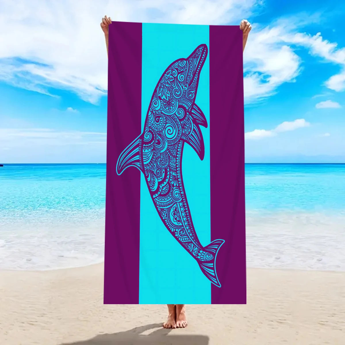 Großes Strandtuch aus Ultrafeiner Mikrofaser – Schnell Trocknend & Saugfähig | Multifunktionales Schwimm- & Reisetuch Kaufschwan® Design 3 150x75cm