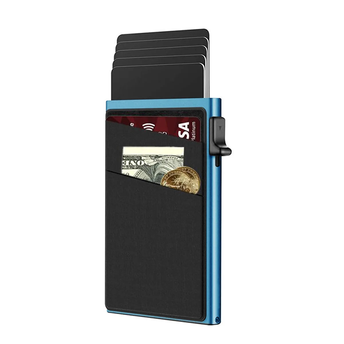 Anti-Diebstahl Kartenhalter – Minimalistische Smart Wallet mit RFID Schutz | Aluminium Metall Kartenbox Etui Kaufschwan®