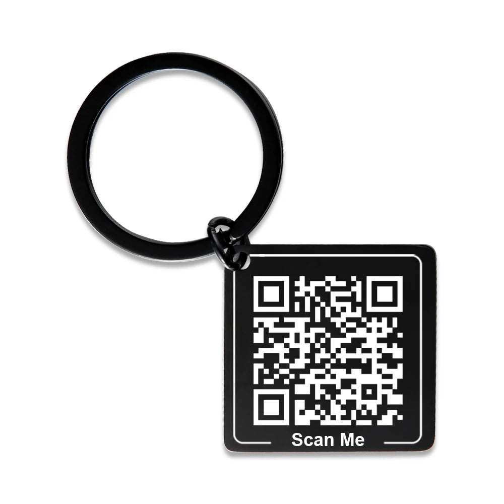 Personalisierter QR-Code-Schlüsselanhänger – Individuelle Visitenkarte aus Edelstahl | Firmenlogo, Hochzeit & Party Geschenk Kaufschwan® Schwarz
