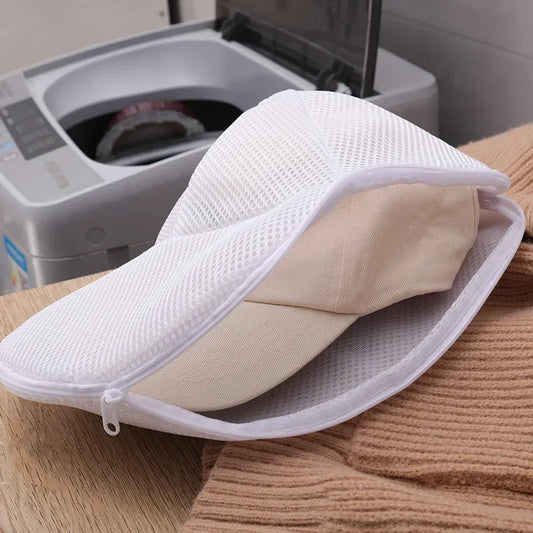 Waschmaschinen Cap-Waschschutz – Mützenreiniger Wäschenetz | Anti-Verformungs Waschbeutel für Hüte & Kleine Kleidung Kaufschwan® Weiß
