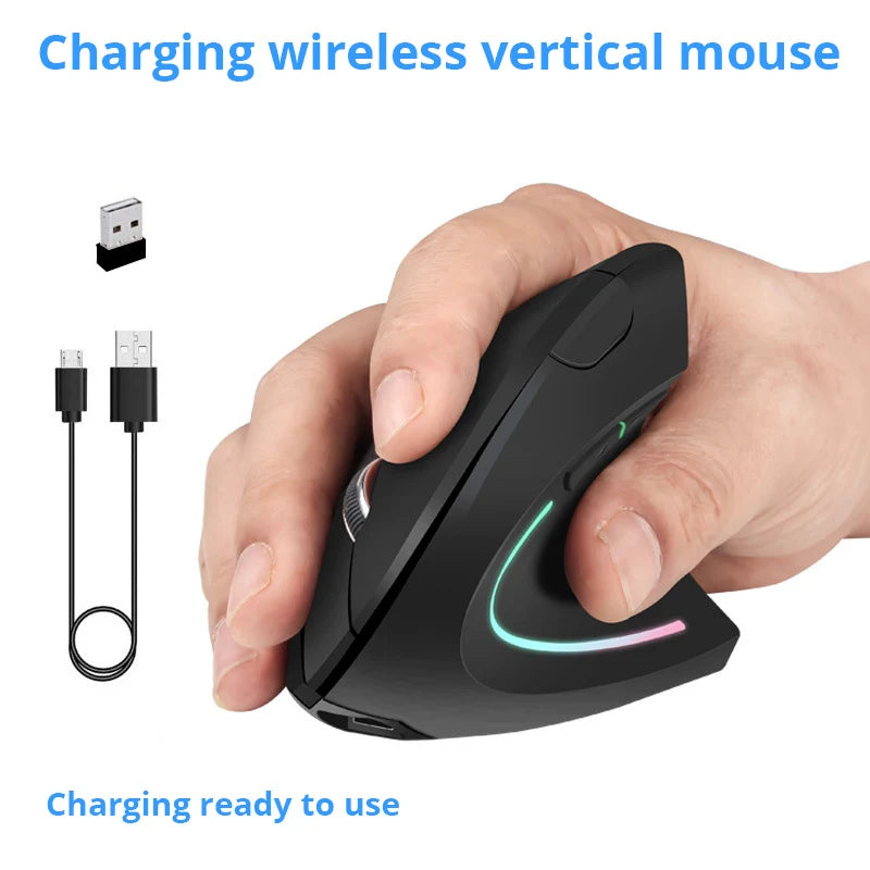 Ergonomische Vertikale RGB Kabelmaus für Rechts­händer – Gesunde PC Nutzung & Gaming | Bequeme Hand- & Handgelenkstütze Kaufschwan®