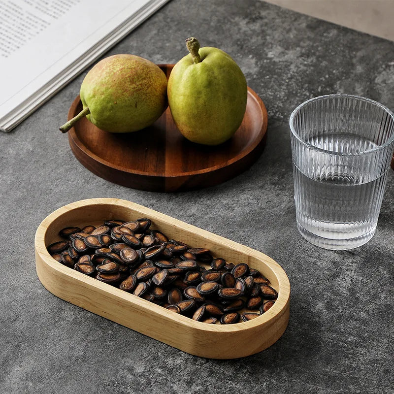 Schlichtes Rechteckiger Tee-Tablett aus Schwarznuss – Massives Holz Snack- & Obsttablett, Langlebiges Dekoratives Dessert-Tablett Kaufschwan®