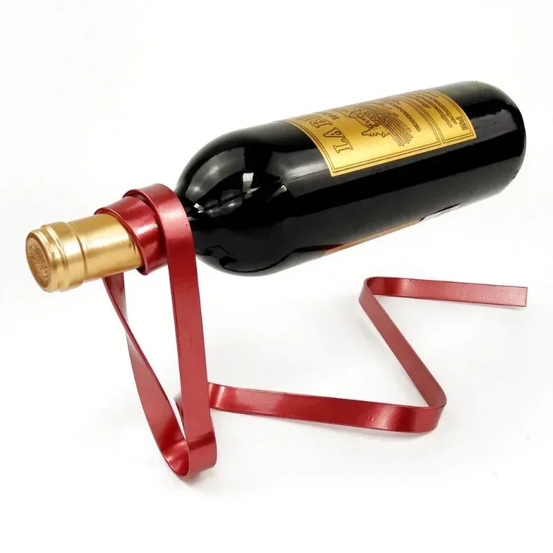 Kreativer Schwebender Eisenband Weinflaschenhalter – Farbiger Flaschenständer | Vintage Weinregal für Haus & Bar Dekoration Kaufschwan®