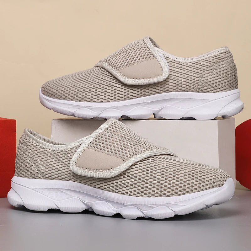 Damen Weitgeschnittene Sneaker – Atmungsaktive Mesh Freizeitschuhe | Bequeme Flache Schuhe für Damen Kaufschwan®