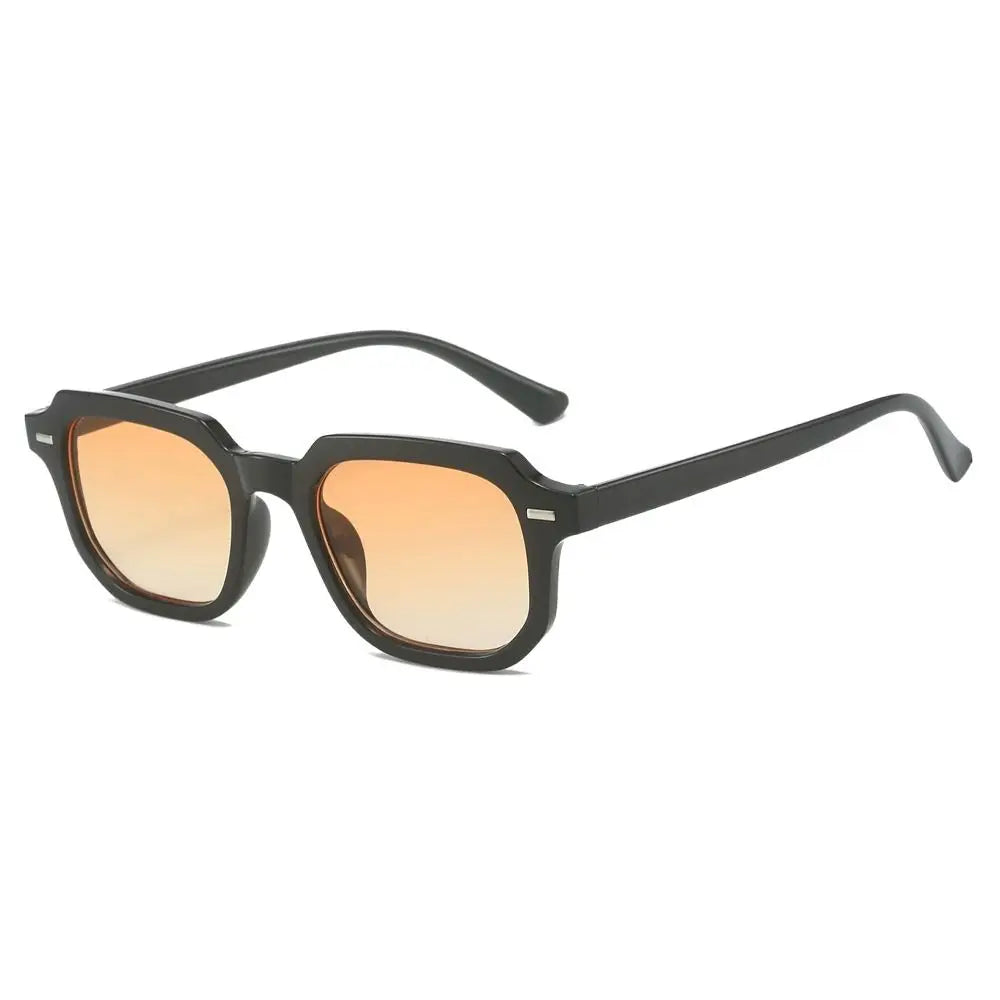 Retro-Sonnenbrille mit Vieleckigem Rahmen – Runde Sonnenbrille mit Nieten, Gestreiften Bügeln und UV400-Schutz zum Autofahren und für Freizeitaktivitäten Kaufschwan® Design 7