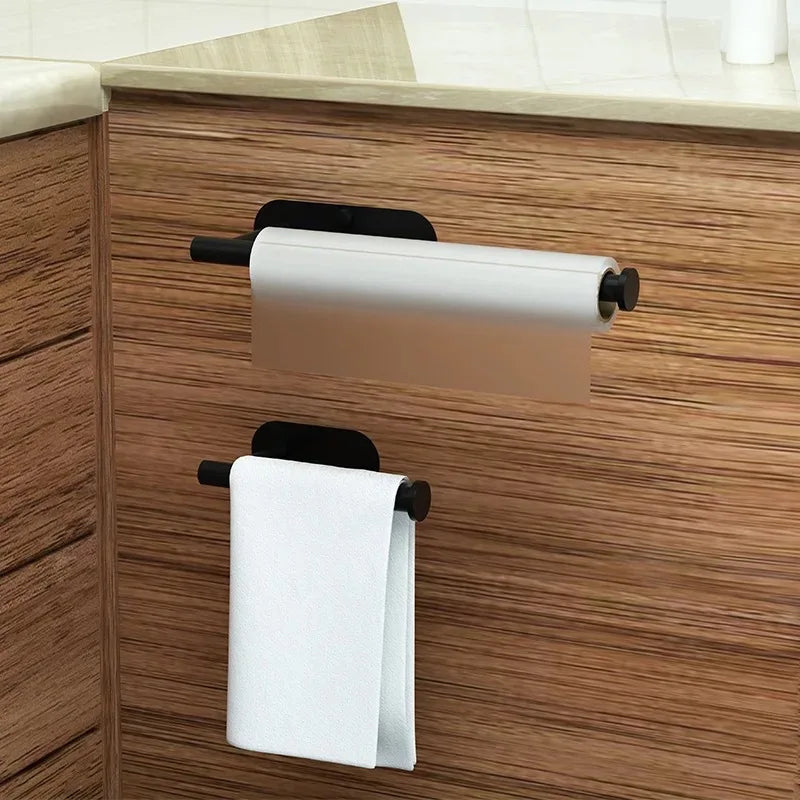 Schwarzer Selbstklebender Küchenrollenhalter – Wandmontage für Küche & Bad Aufbewahrung Kaufschwan®