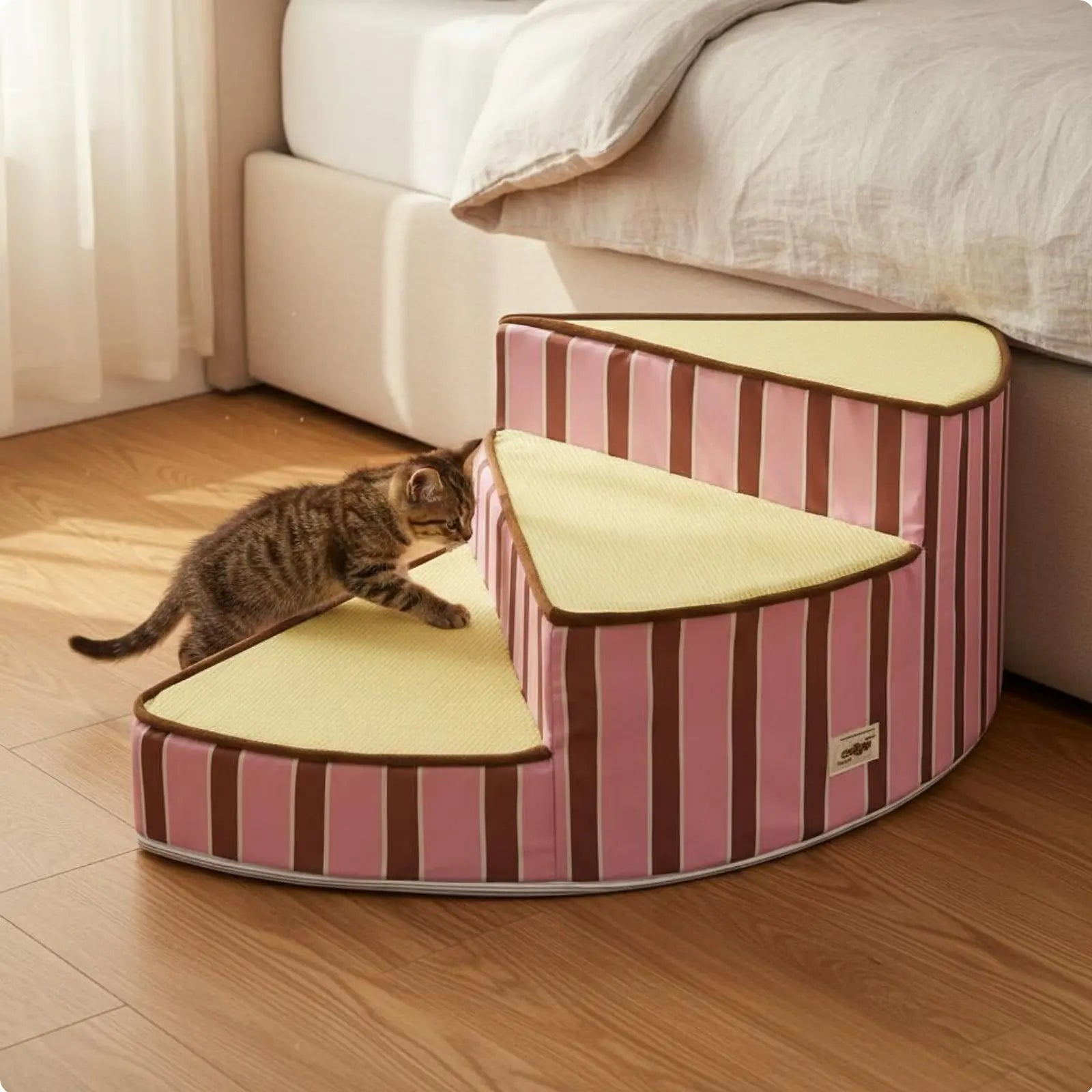 Gebogene Haustiertreppe – Leichte Schaumstoff Hundetreppe mit Rutschfestem Design | Weiche Katzen- und Hundeleiter Kaufschwan® Design 2
