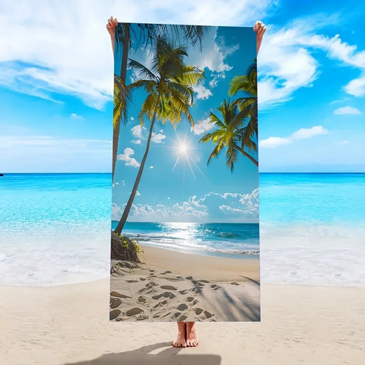 Beach Paradise Großes Strandtuch – Stilvolles Tropisches Palmenmotiv | Weiches & Saugfähiges Handtuch für Strand, Bad & Pool Kaufschwan® Strand Palmen Design 35x75cm