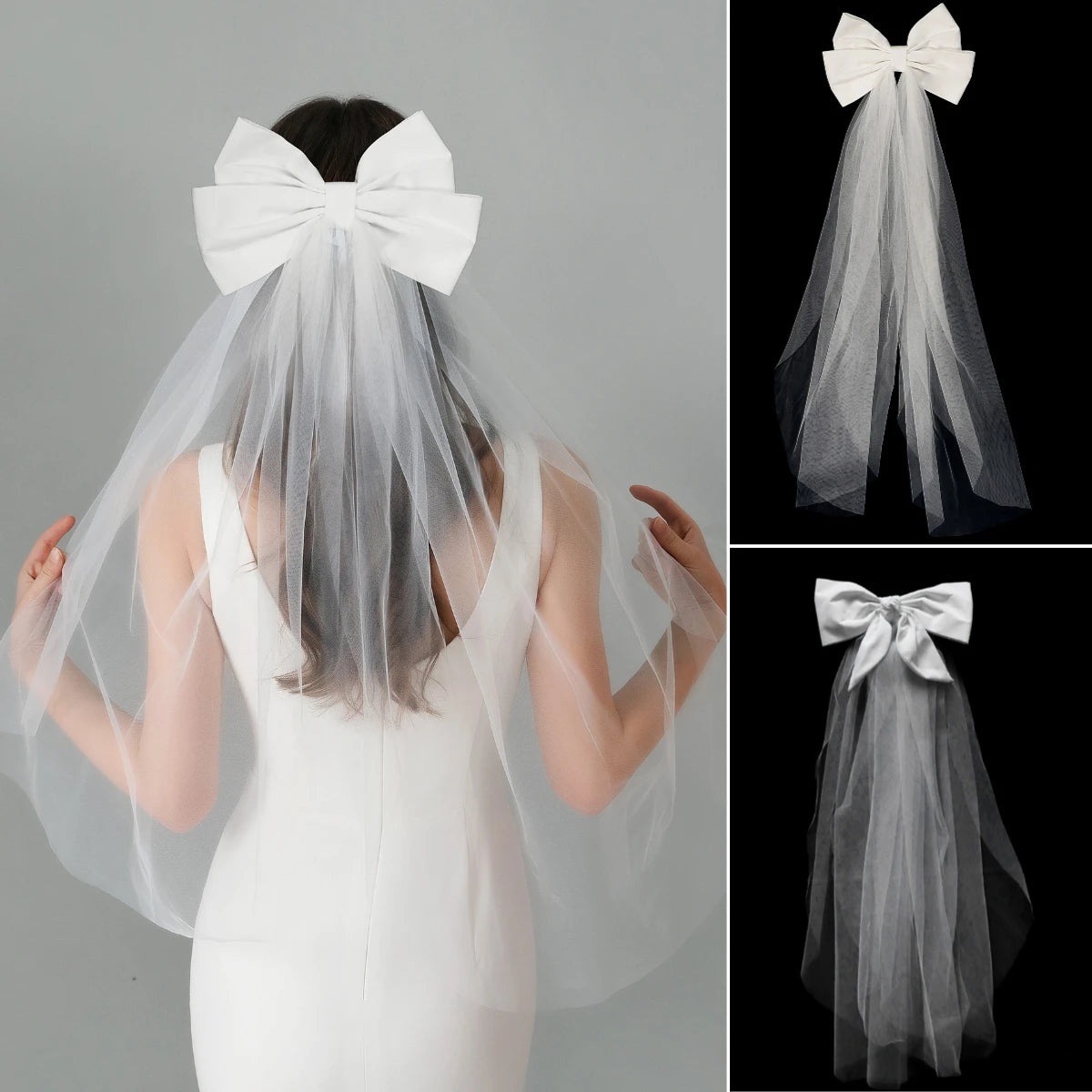 Braut Doppel Schicht Schleier mit Schleife – Elegantes Hochzeits Haaraccessoire Kaufschwan®