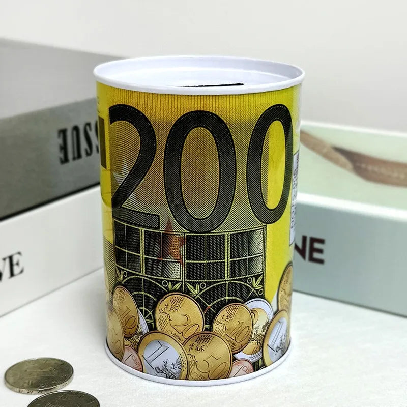 Zylindrische Euro Design Blech Sparbox – Wiederverwendbare Münz Aufbewahrung für Zuhause Kaufschwan®
