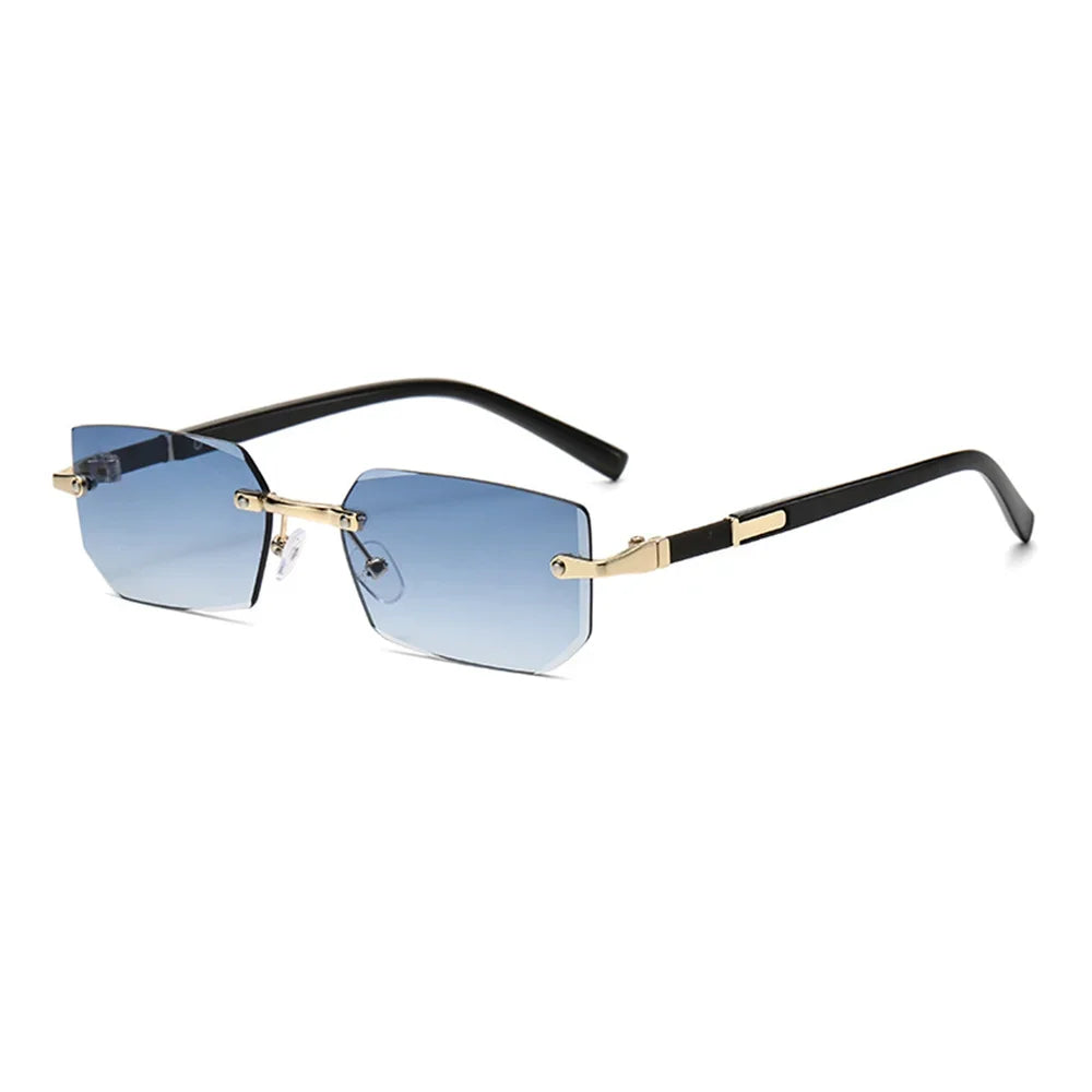 Trendige Randlose Rechteckige Sonnenbrille – Rahmenlose Retro-Sonnenbrille mit UV400-Schutz für Damen und Herren, ideal für Sommer und Reisen Kaufschwan® Hellblau