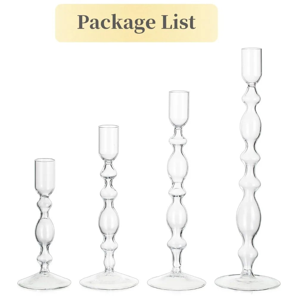 Transparente (3 Stück) Kerzenhalter – Elegante Gewellte Kerzenständer für Stabkerzen zur Wohn- & Party Dekoration