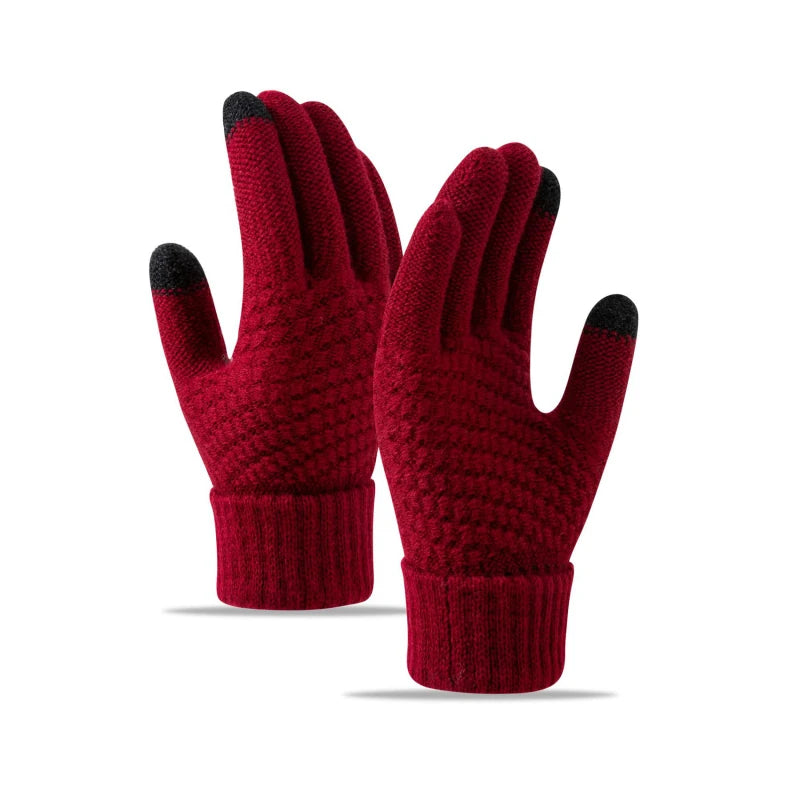 Winter Touchscreen Strickhandschuhe – Warme Unisex Vollfinger Handschuhe | Verdickte Strickhandschuhe aus Kunstwolle für Damen & Herren