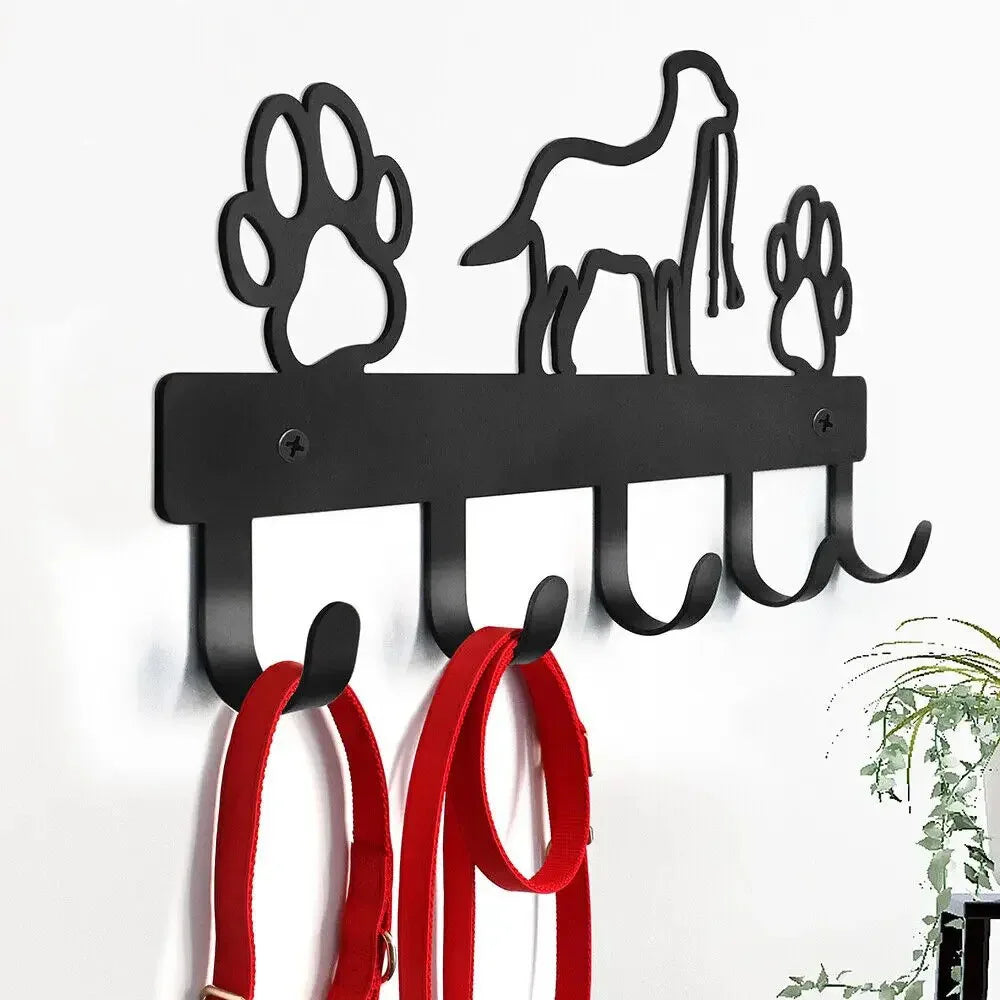 Metall Wandhaken mit Pfotenmotiv – Hundehalter mit 5 Haken | Wandorganizer aus Eisenkunst für Schlüssel, Leinen & Jacken Kaufschwan®