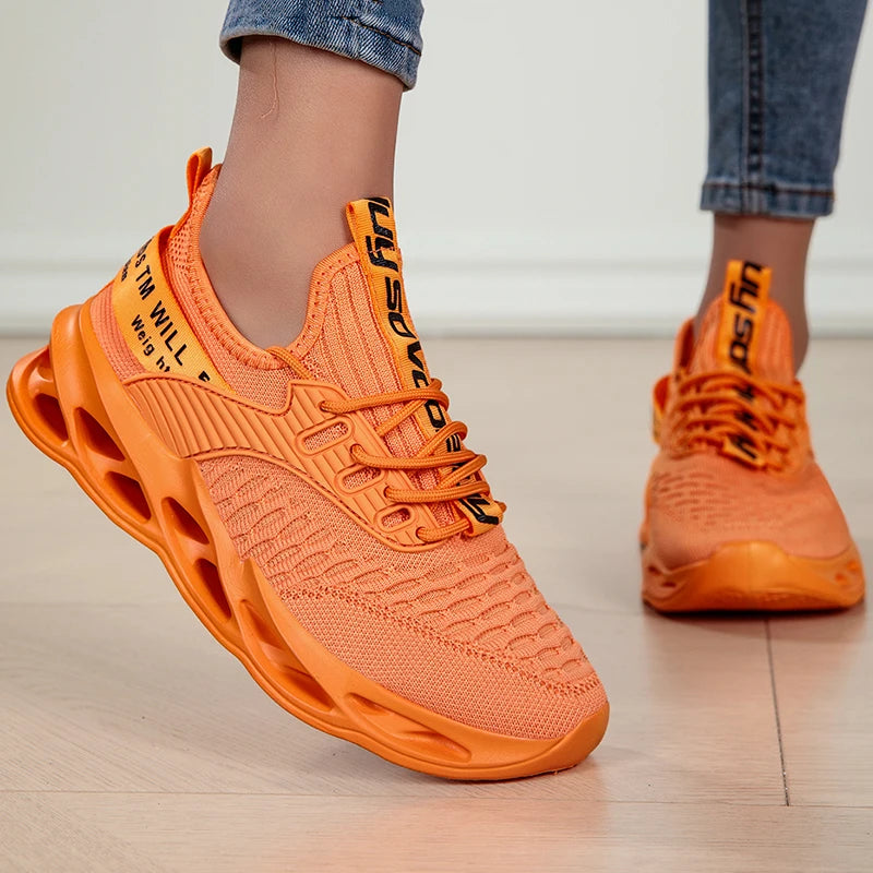 Damen Sportschuhe – Modische Plateau-Sneaker | Frühling & Winter Laufschuhe für Frauen | Auch in Übergrößen bis 43 Kaufschwan® Orange 35